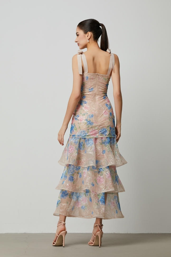 Floral Print Mesh Dress