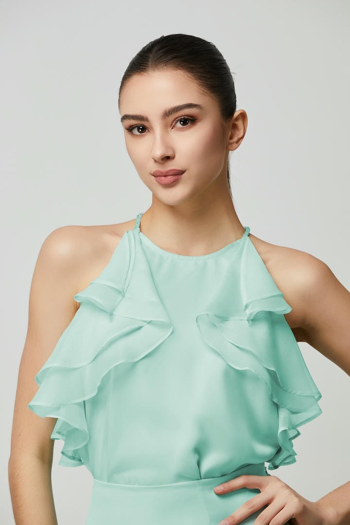 Green Ruffle Top