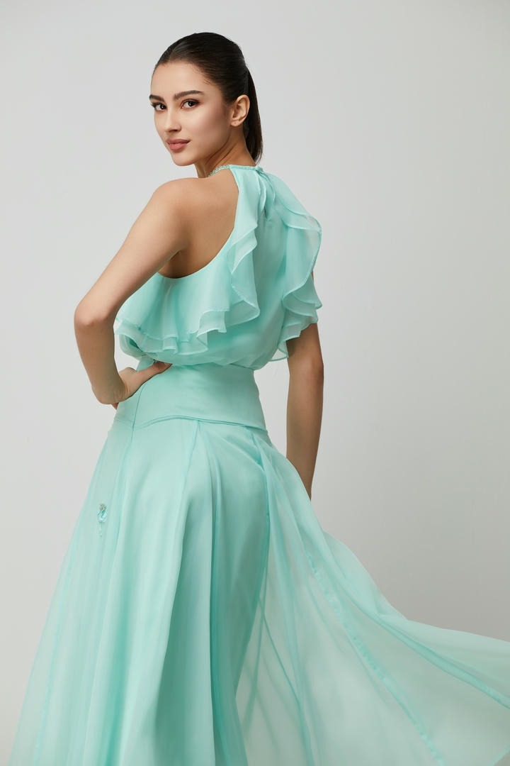 Green Ruffle Top