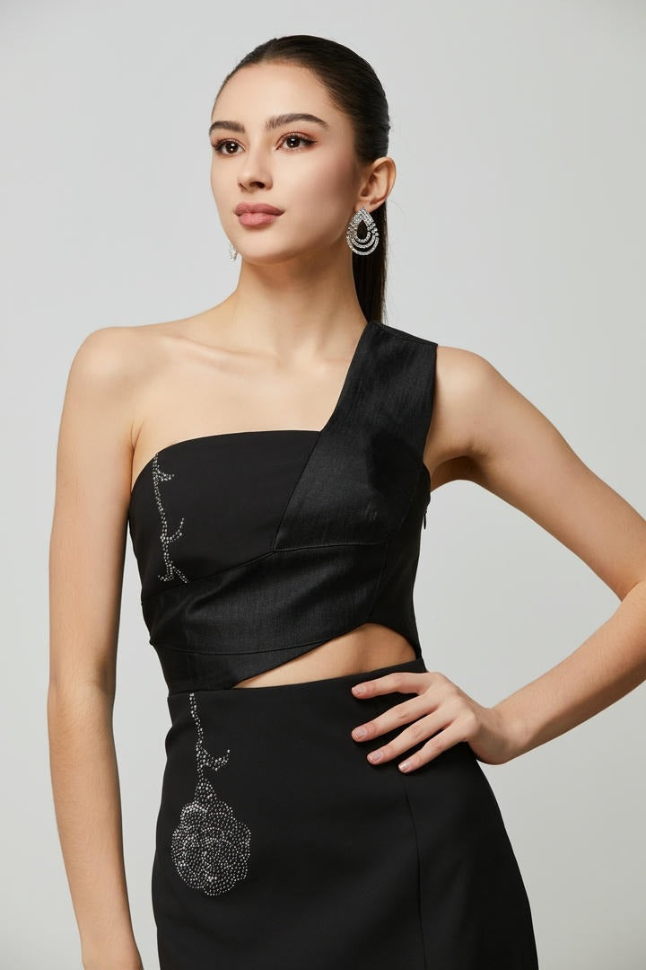 cutouts details Black Dress