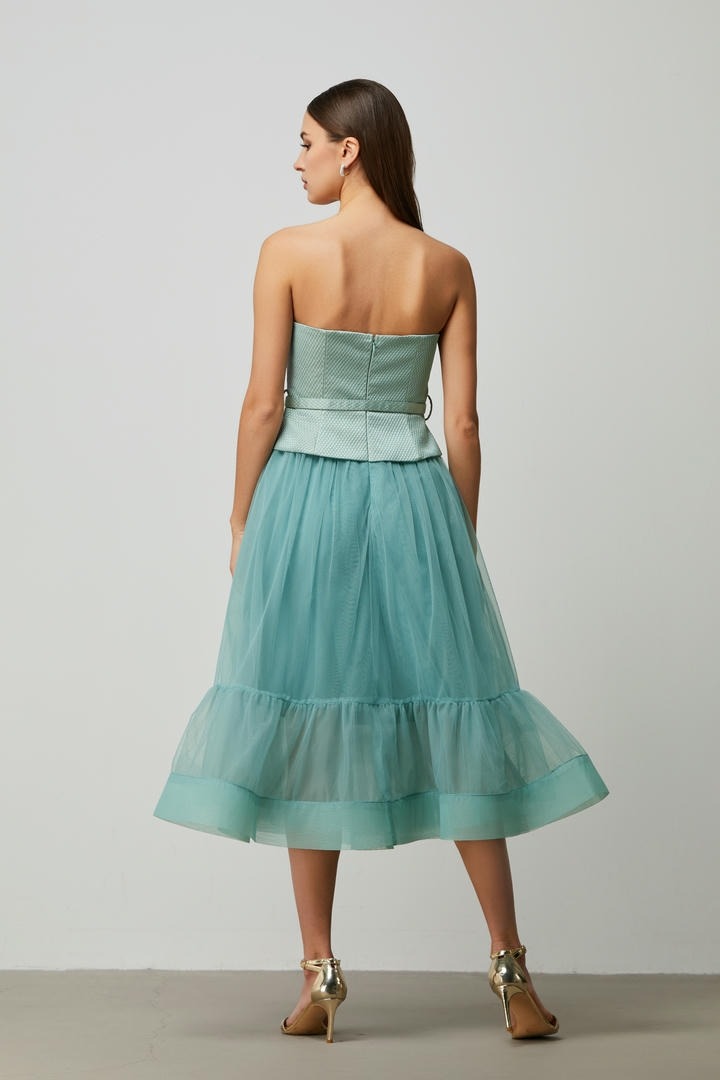 Green Brocade Bustier Dress