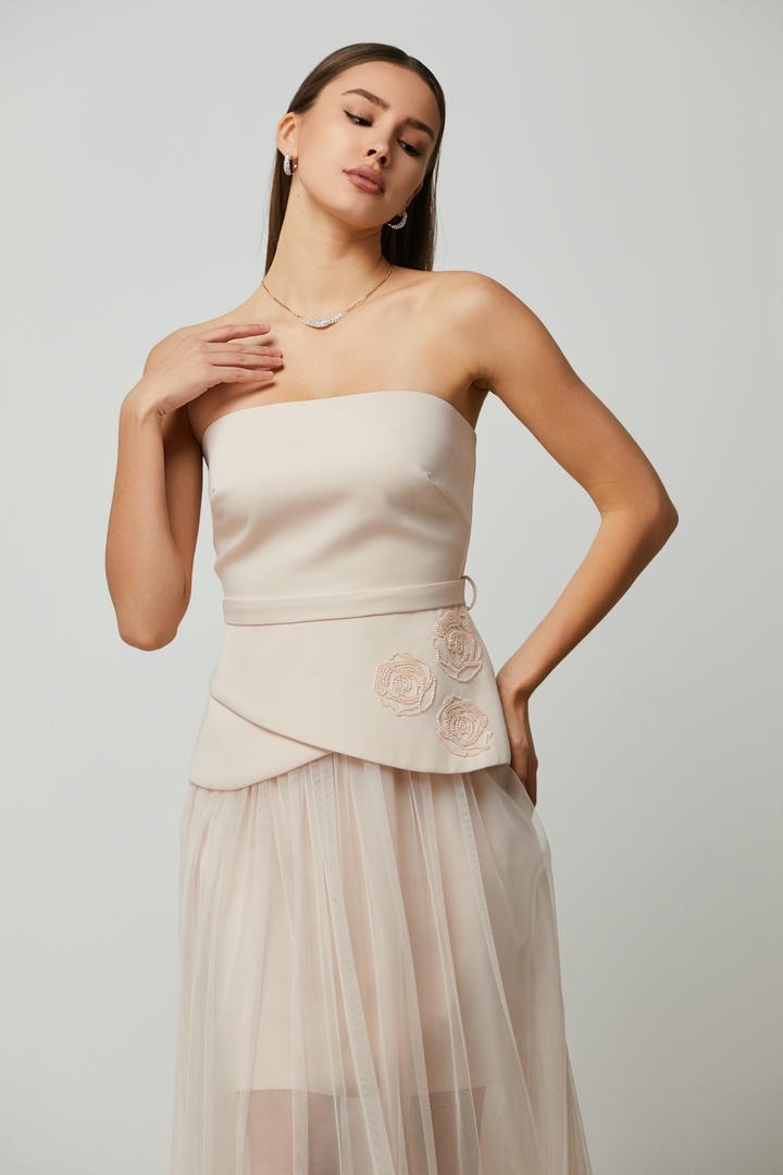 Bustier Embellished peplum Top