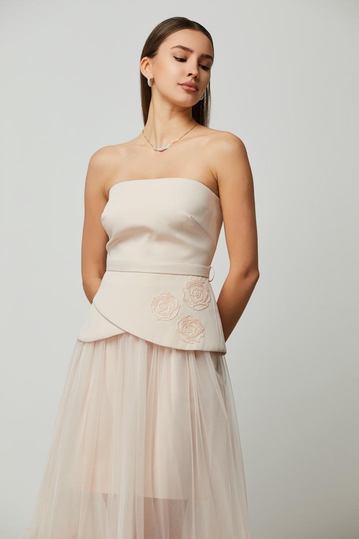 Bustier Embellished peplum Top