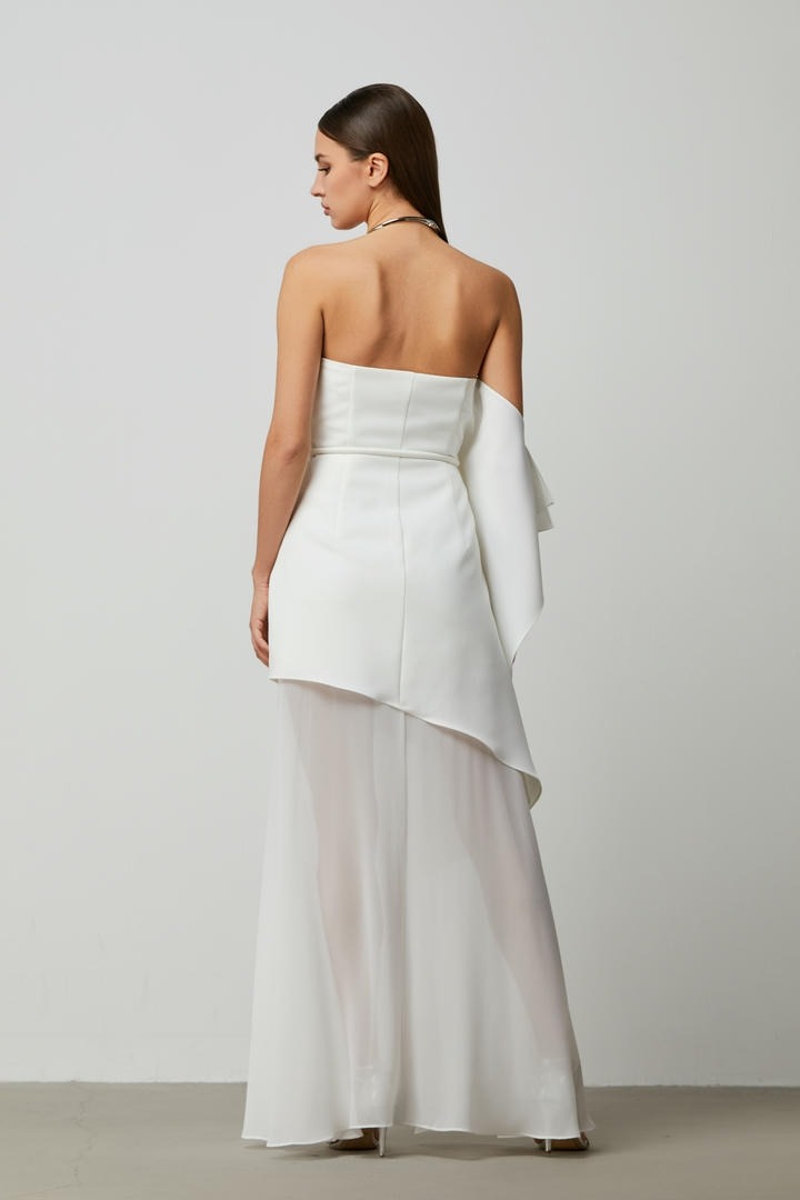 Off-White Chiffon Maxi Dress