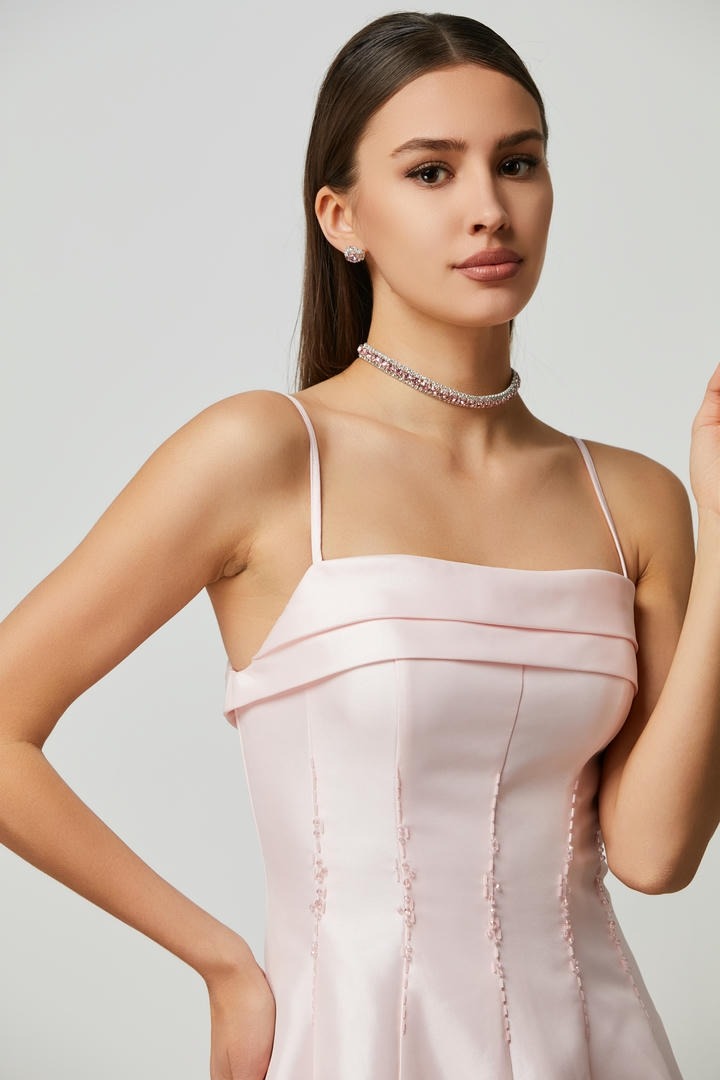 Pink Taffeta Midi Dress