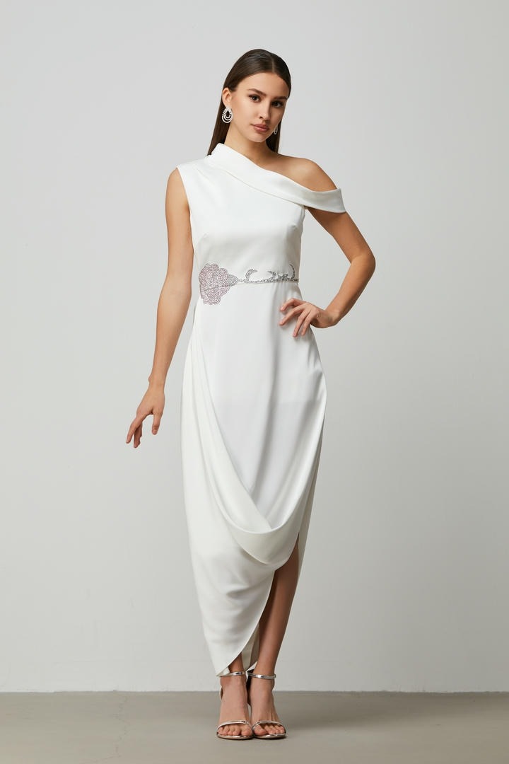 Off-White Draped Dress