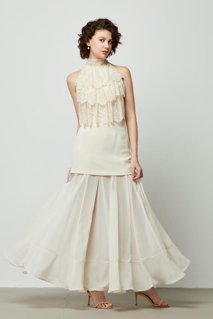 Chiffon fit and flair skirt