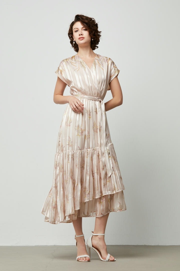 Pleated Satin Dress