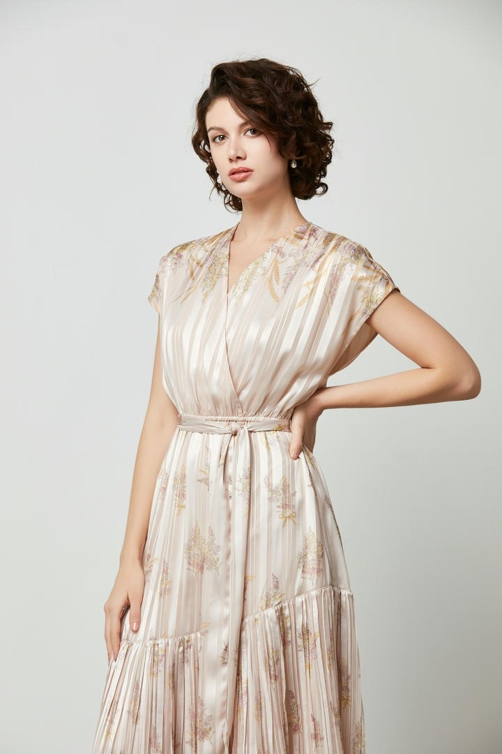 Pleated Satin Dress