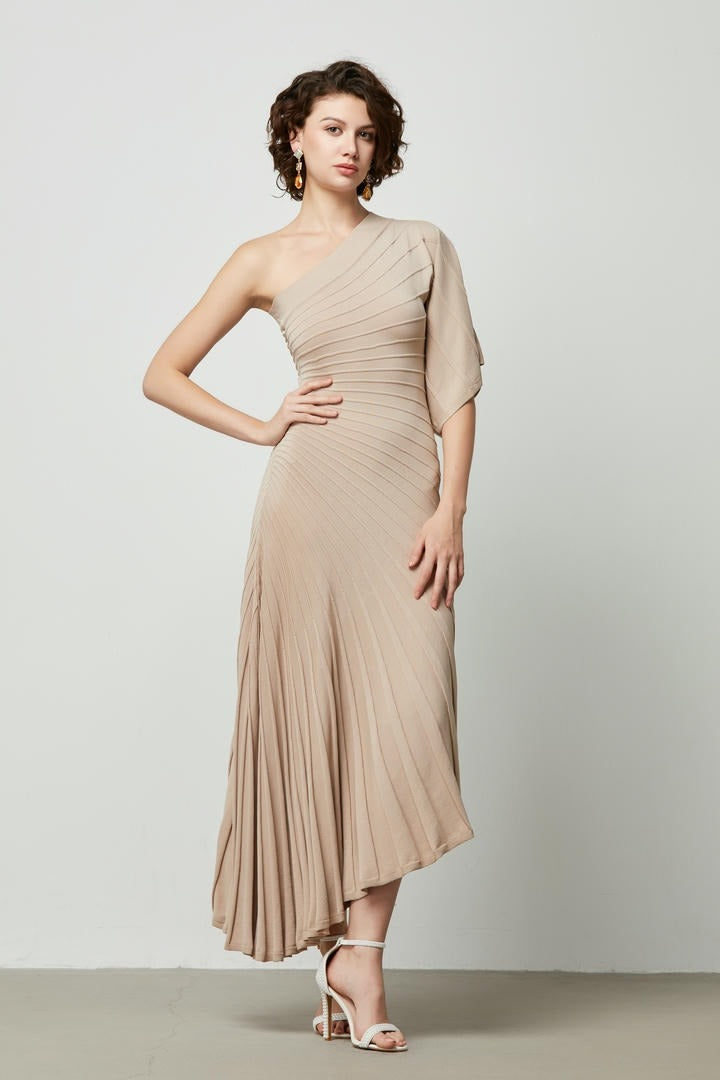Pleat Detail Knitted Dress