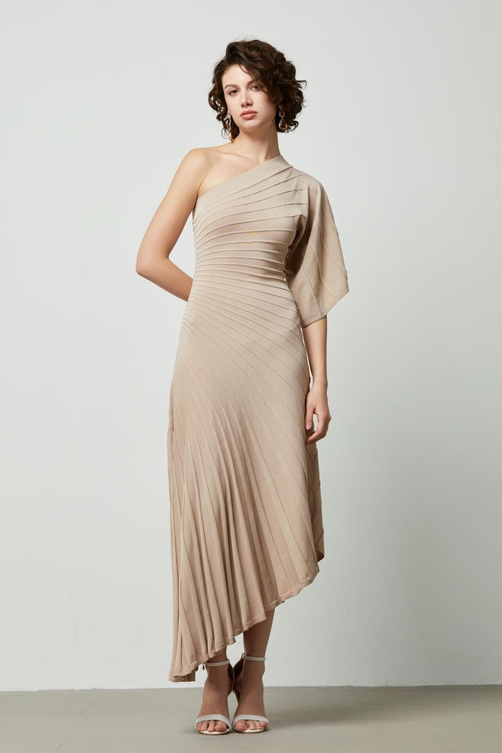 Pleat Detail Knitted Dress
