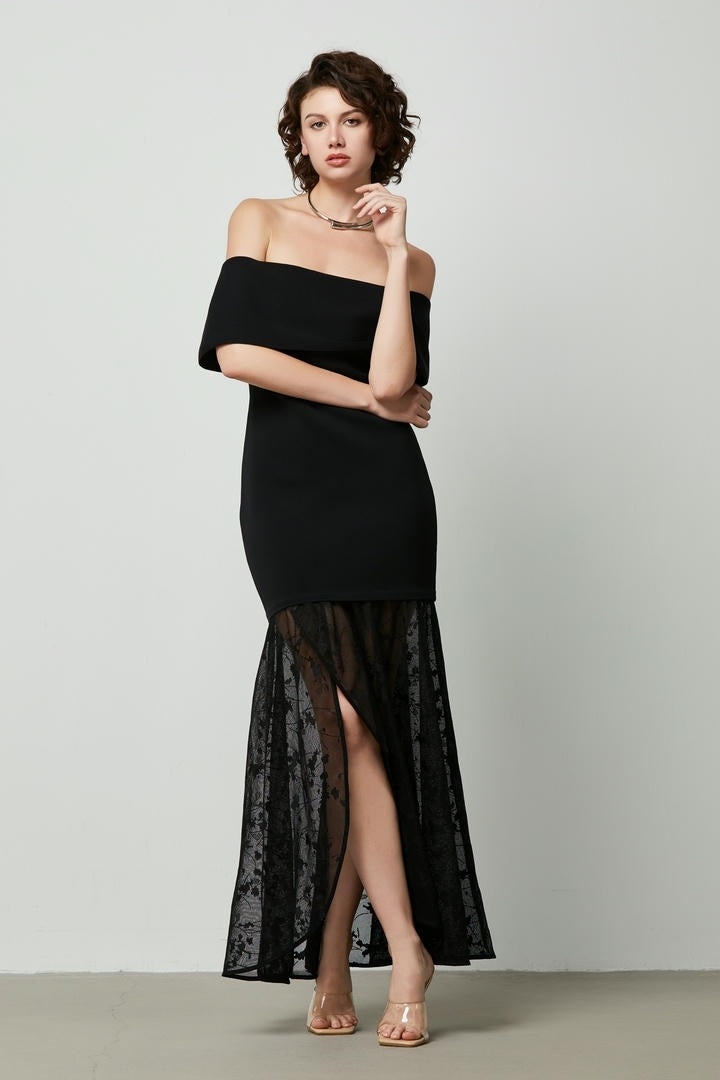Knitted lace hem Dress
