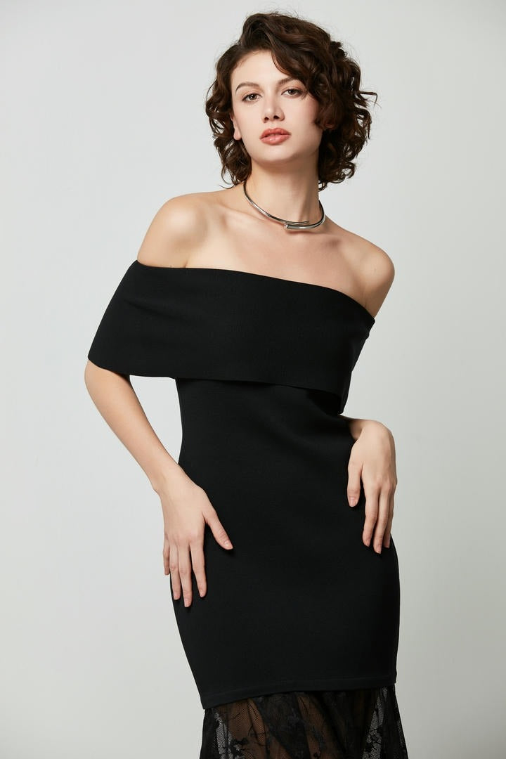 Knitted lace hem Dress