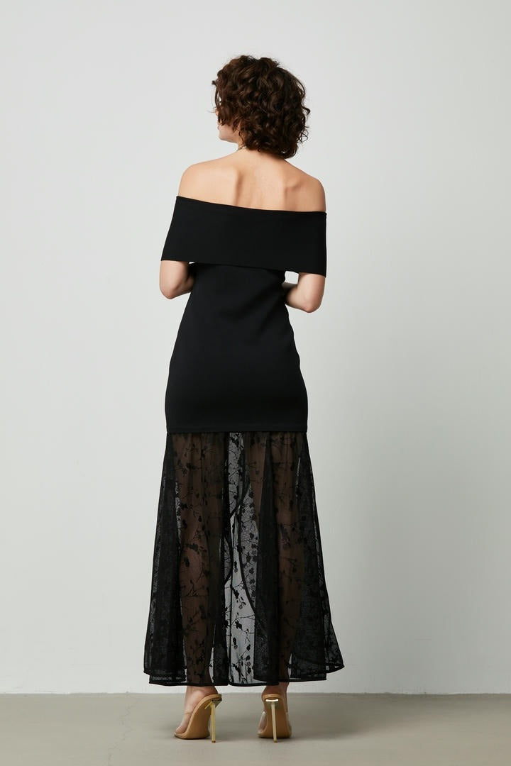 Knitted lace hem Dress