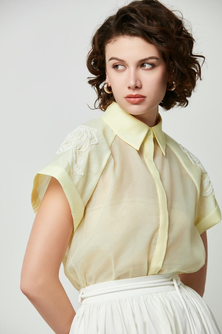 Embellished Organza Shirt