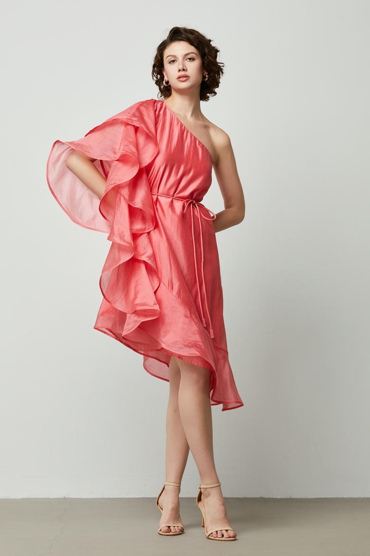 One-Shoulder Ruffle Dress