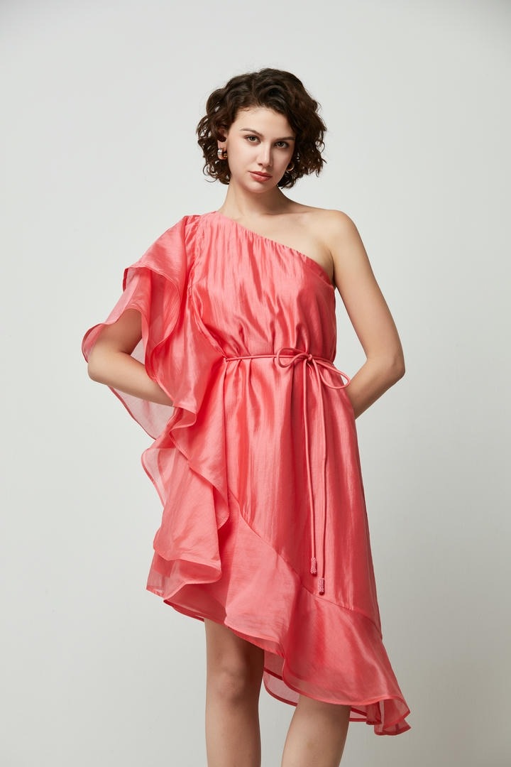 One-Shoulder Ruffle Dress