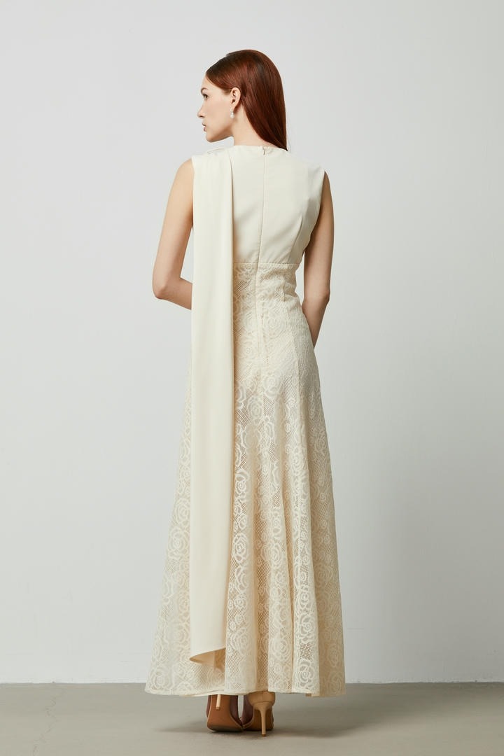 Lace & Crepe Maxi Dress