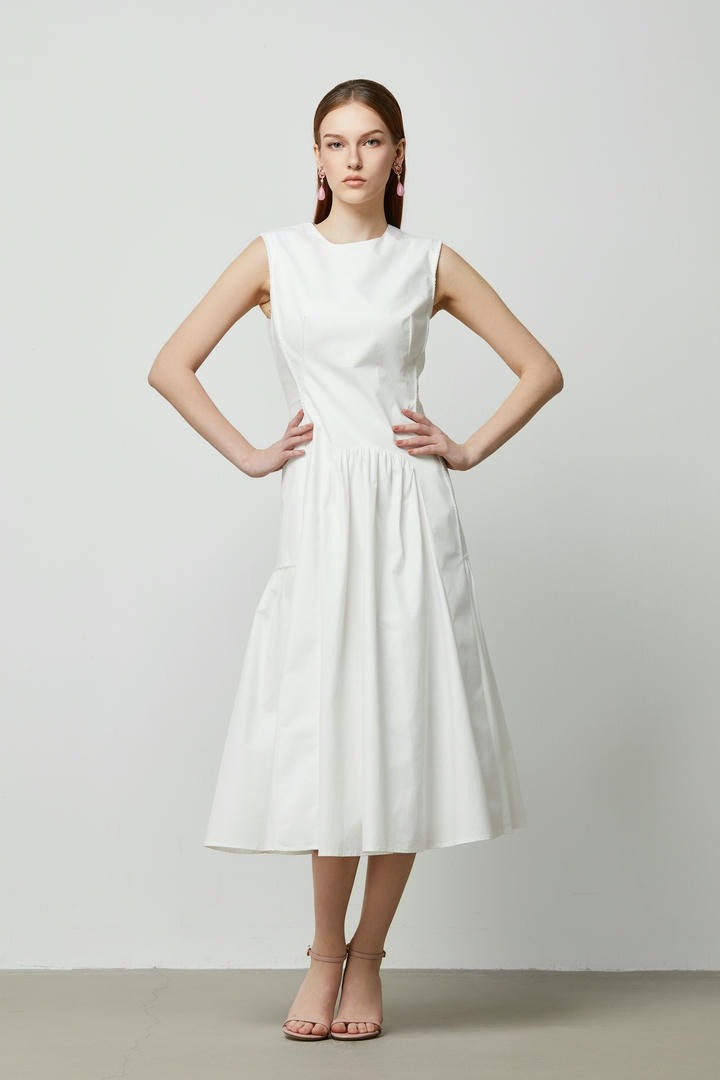 Ruched cuts cotton dress
