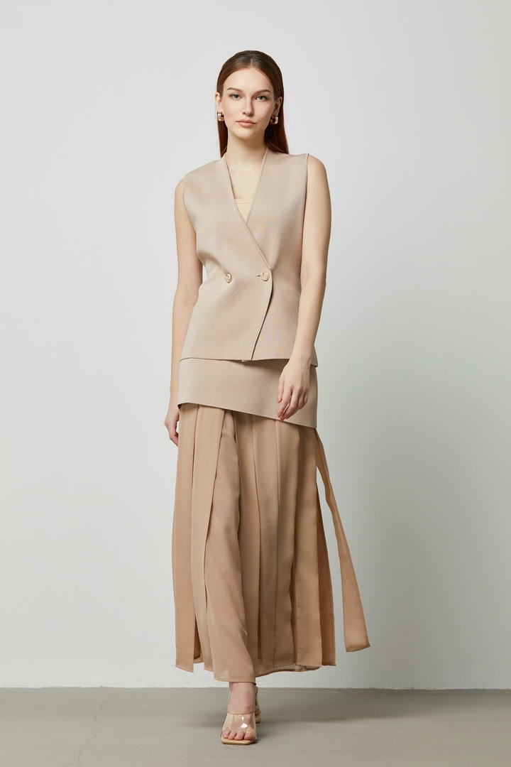 Chiffon Detail Knitted Skirt