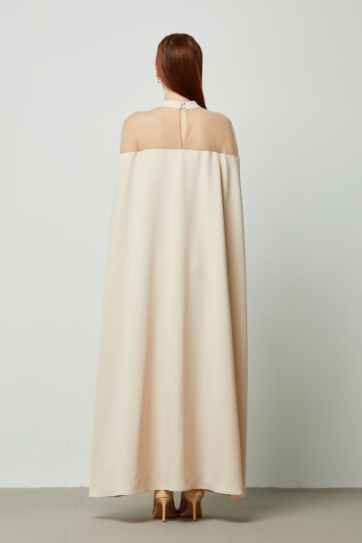 Caped sheer shoulder dress