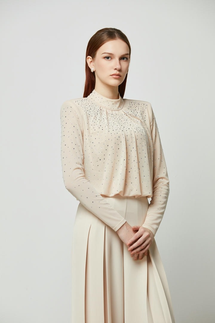 Embellished Mesh Top