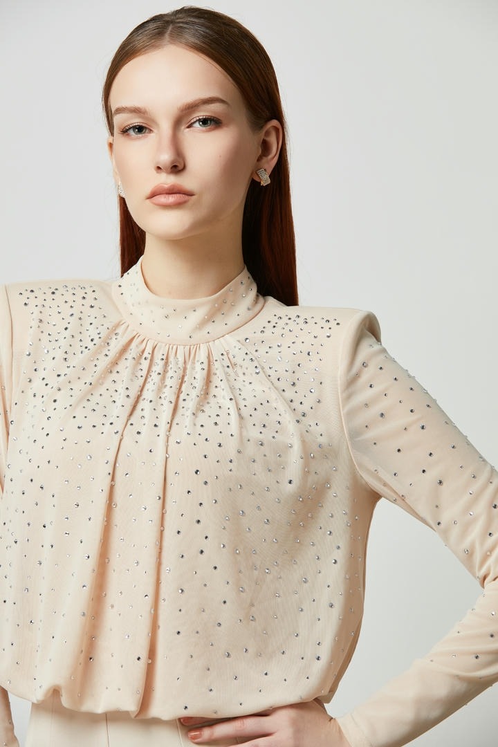 Embellished Mesh Top