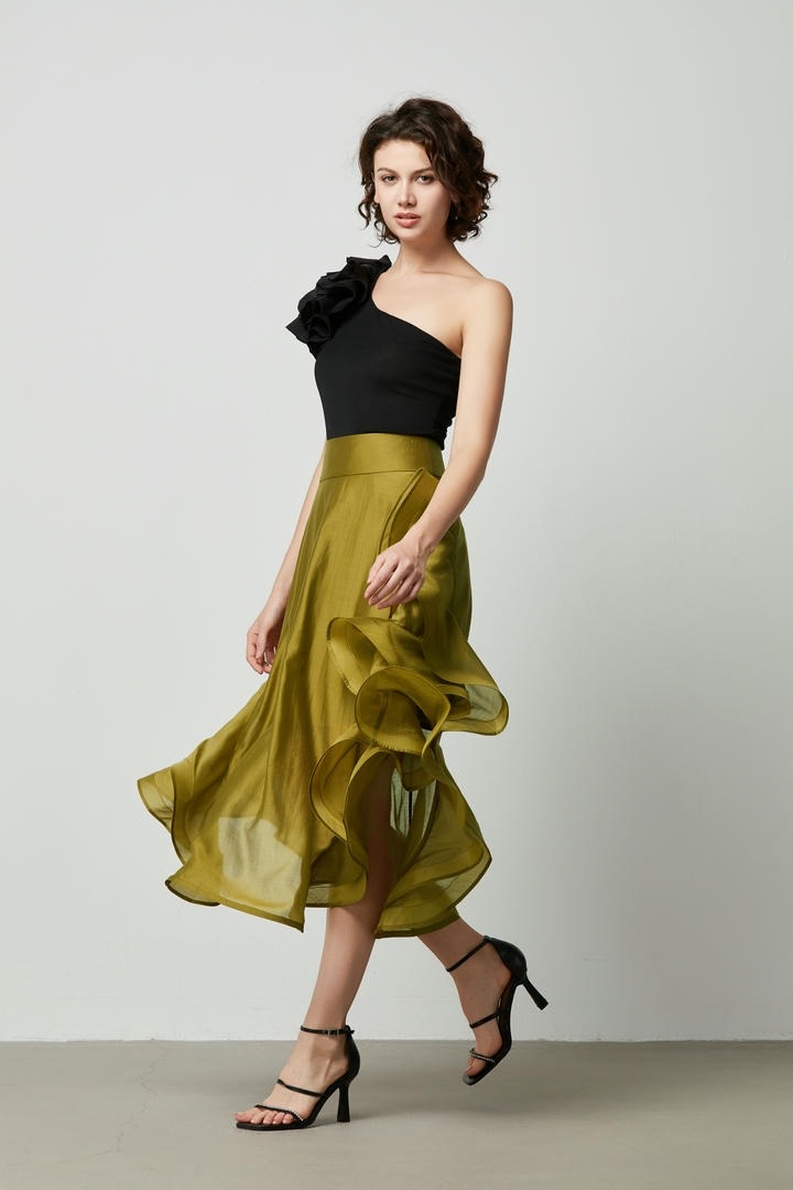 Statement ruffled detailed skirt