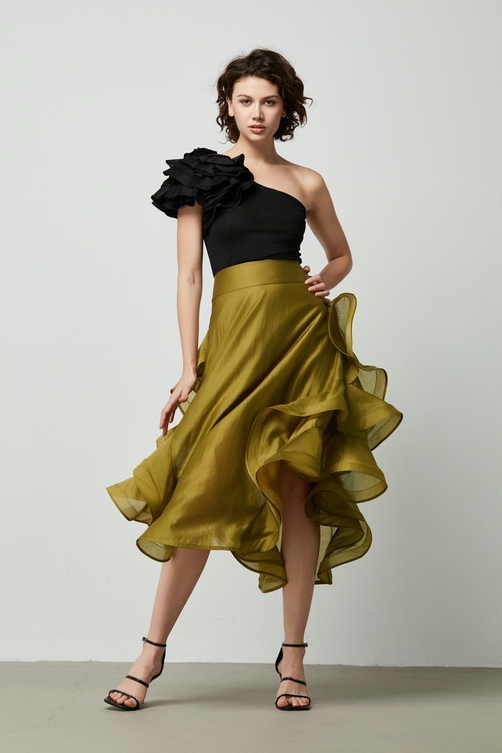 Statement ruffled detailed skirt