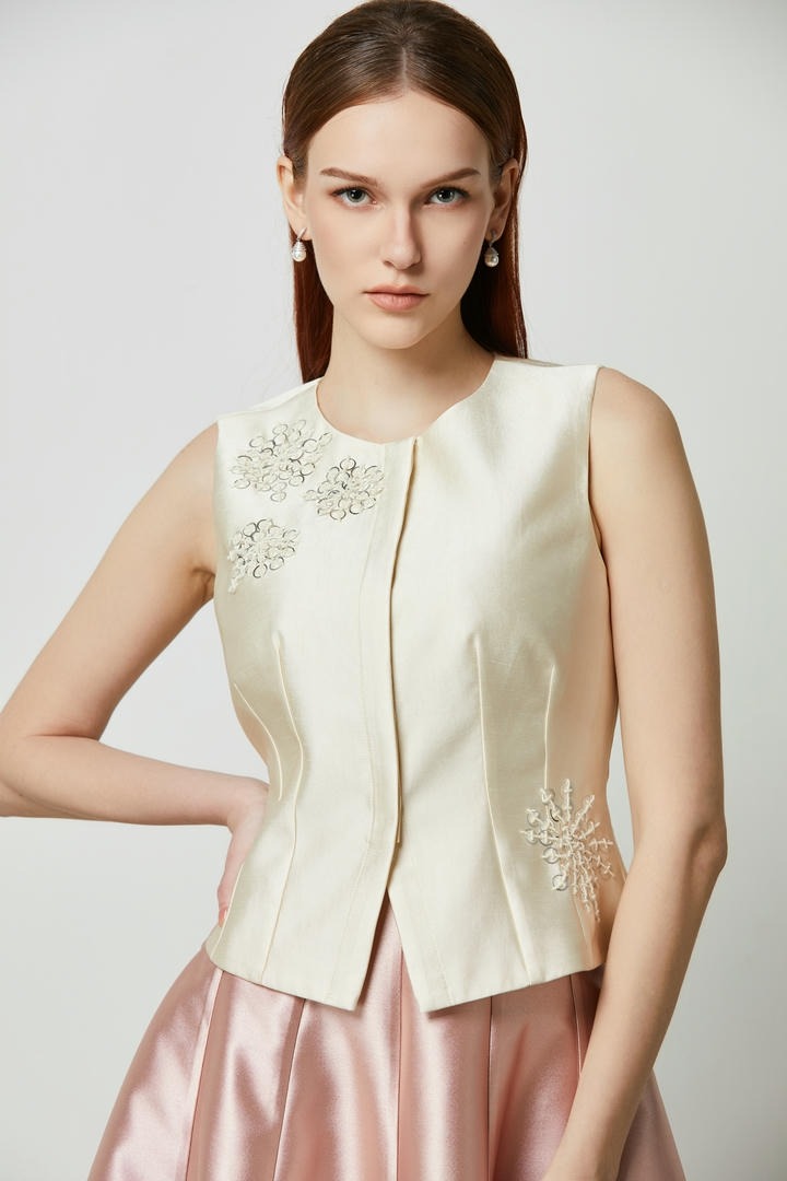 Embellished Satin Vest