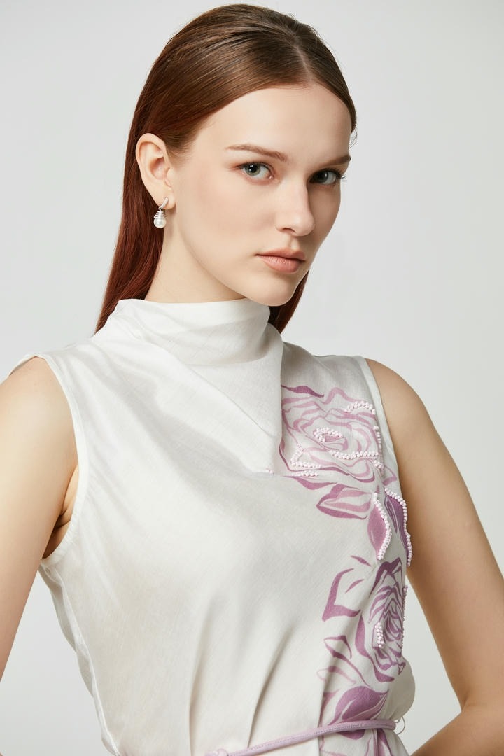 Printed crepe Top