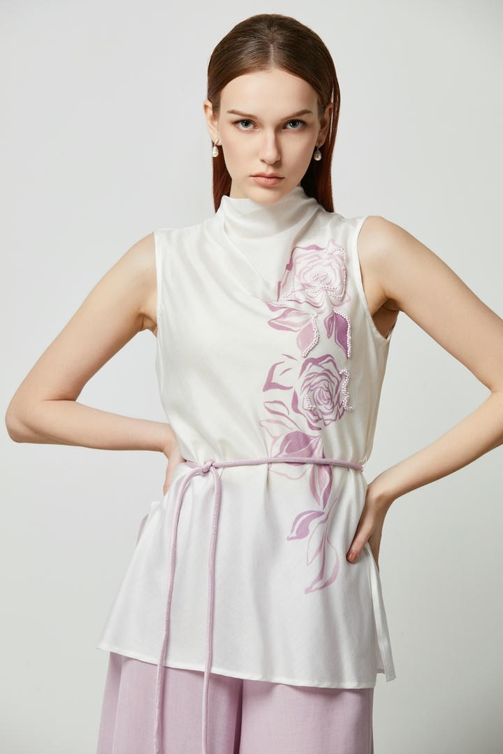 Printed crepe Top