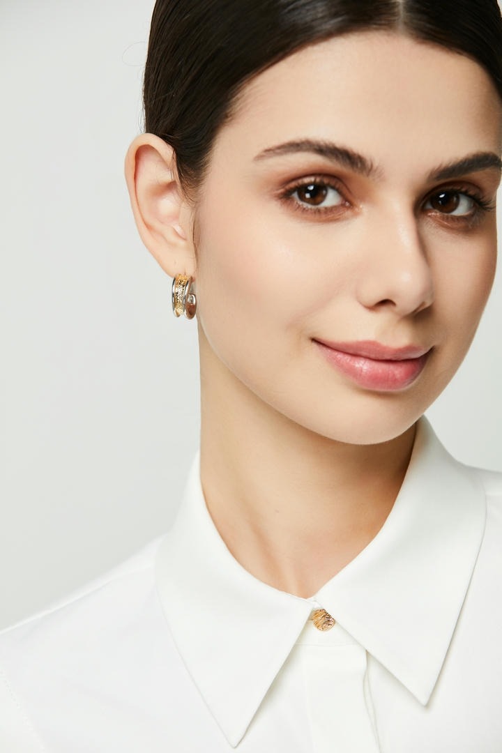 Two-Tone Engraved Earrings