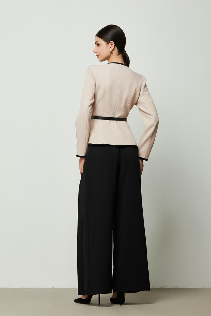 Peplum Jacket with Velvet Trim
