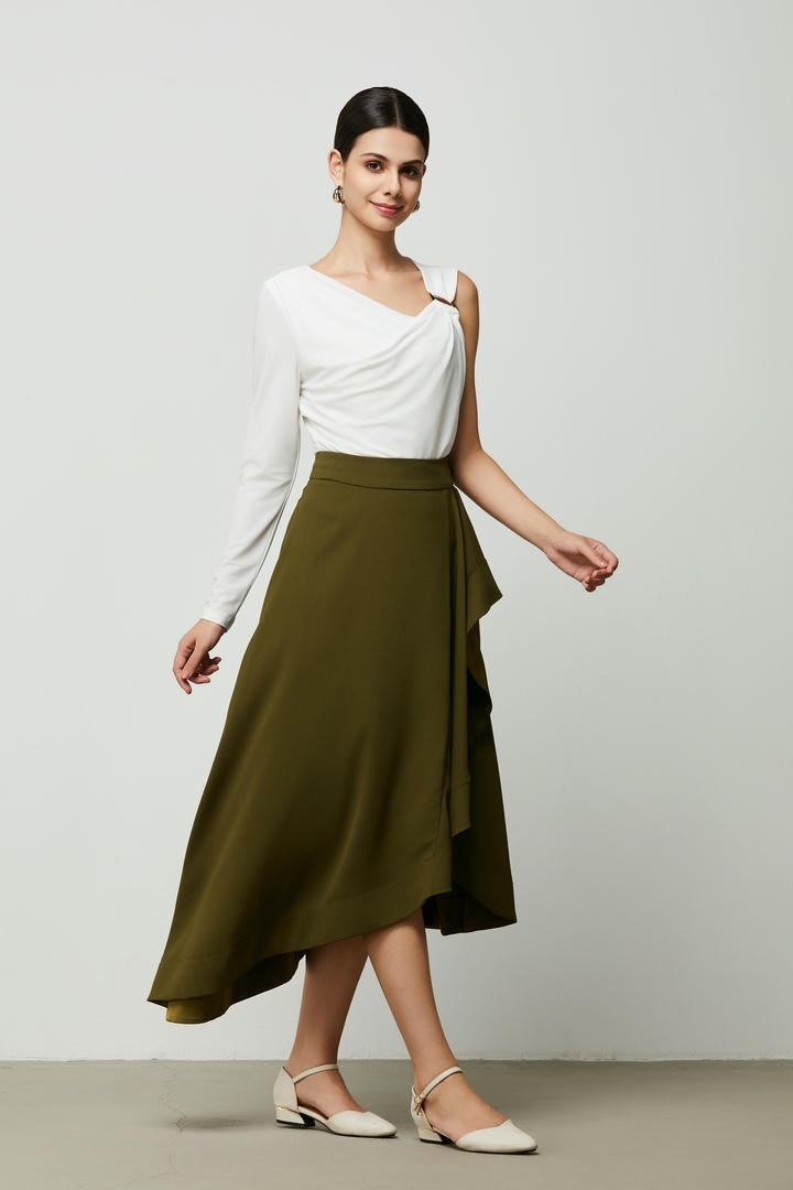 Asymmetric White Jersey Top