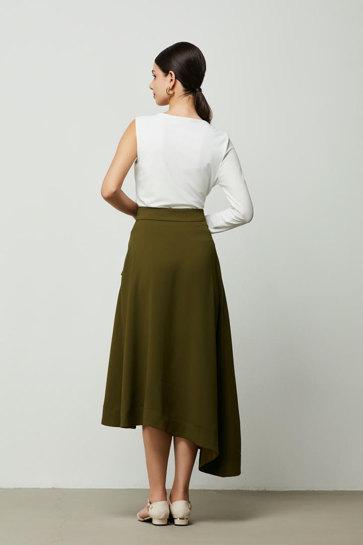 Asymmetric White Jersey Top