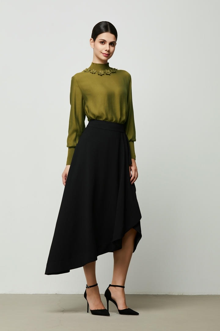 Asymmetrical Crepe Skirt