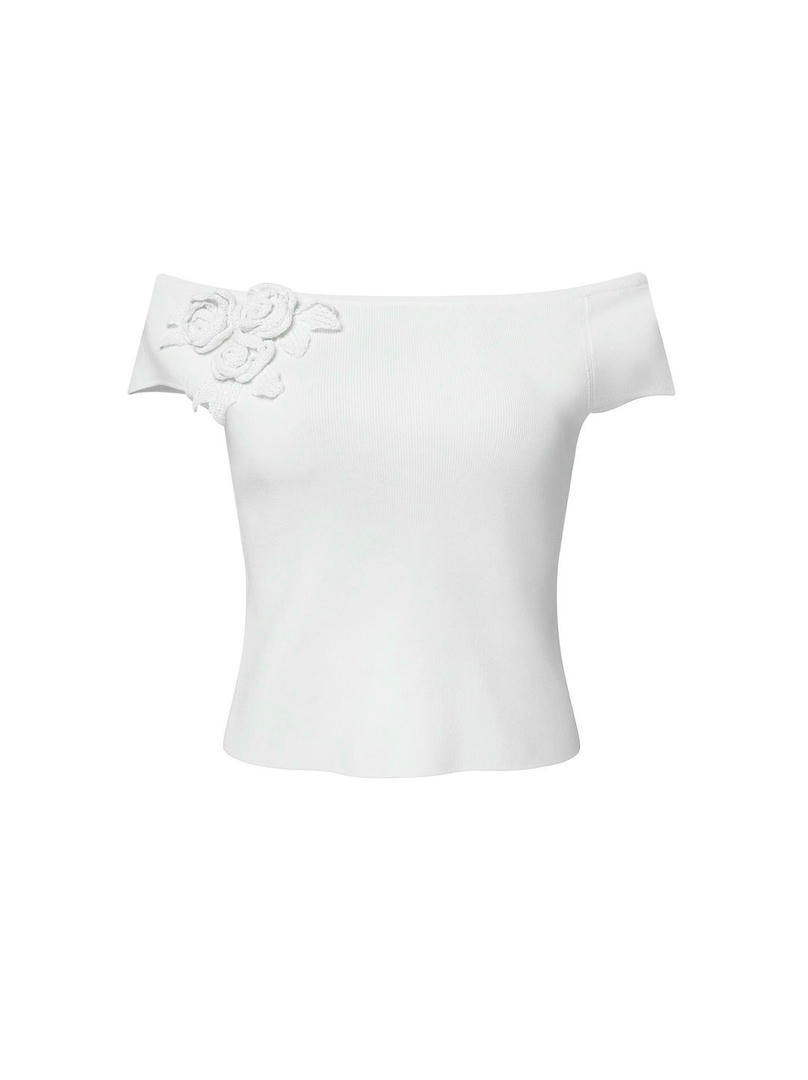 Off-Shoulder Flower Top