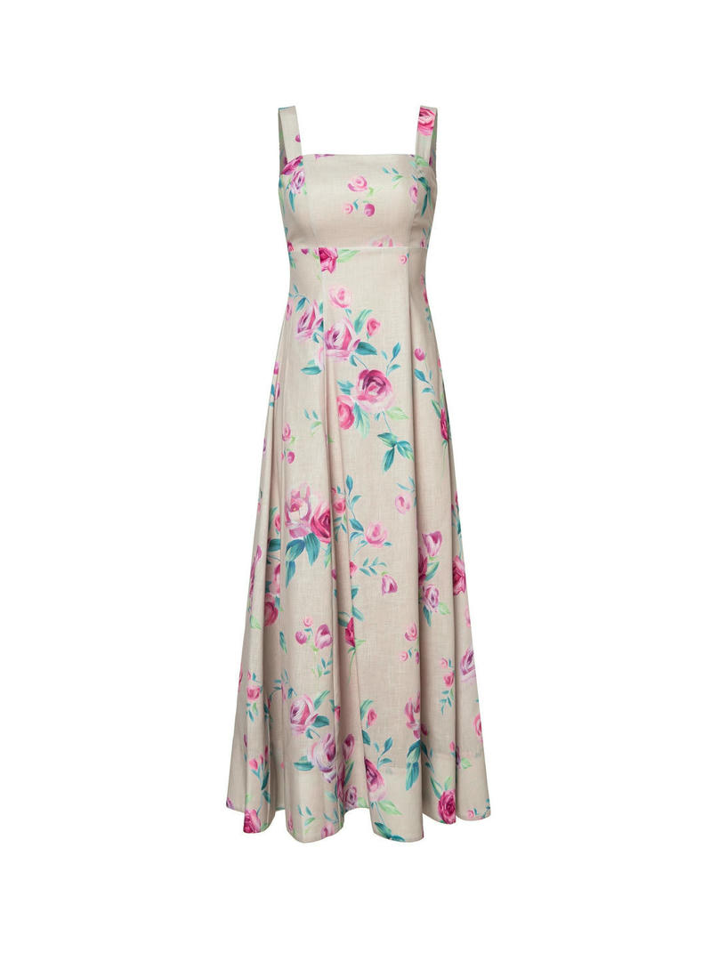 Roses Prints Overlay Dress