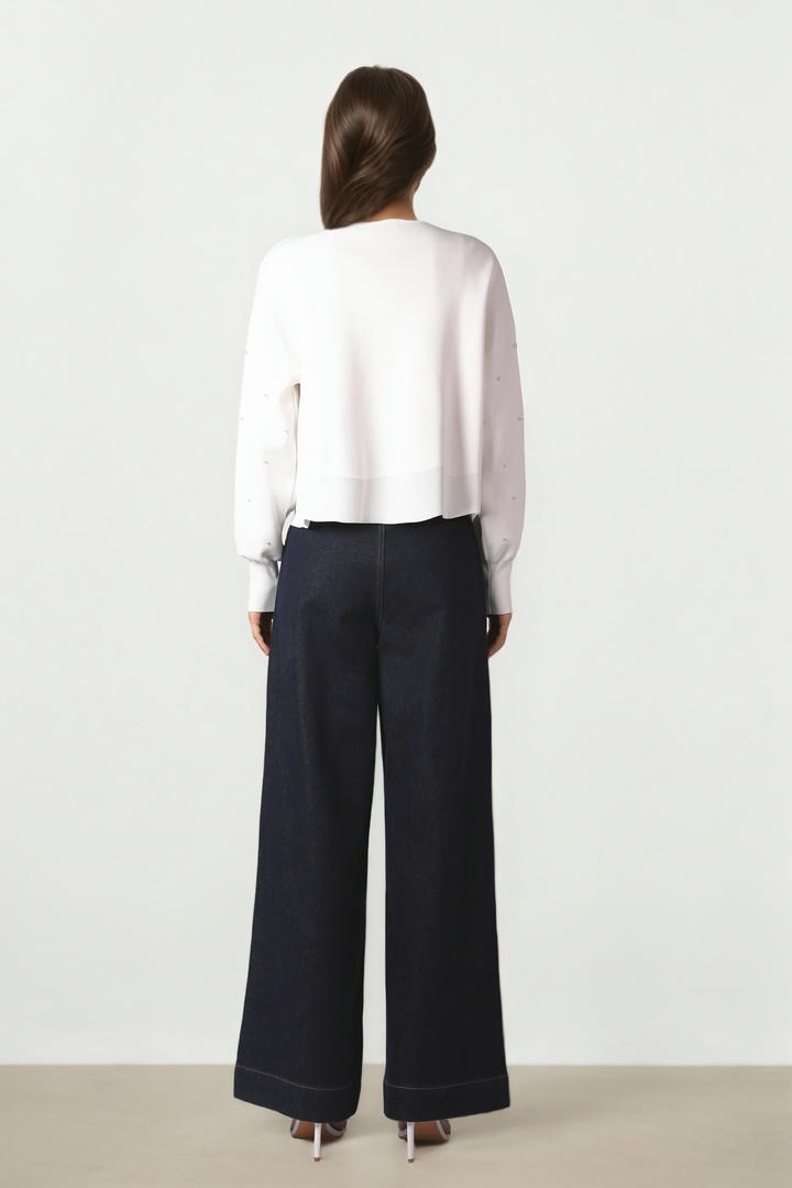 Pearl-Embellished Cropped Cardigan