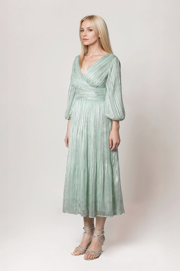 Pleated Elegance Printed Kaftan