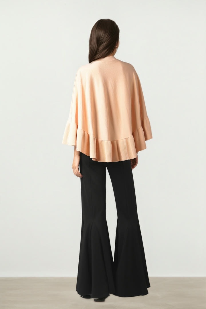 Ruffled Elegance Knit Cape