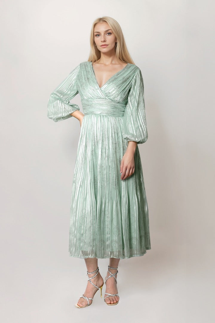 Pleated Elegance Printed Kaftan