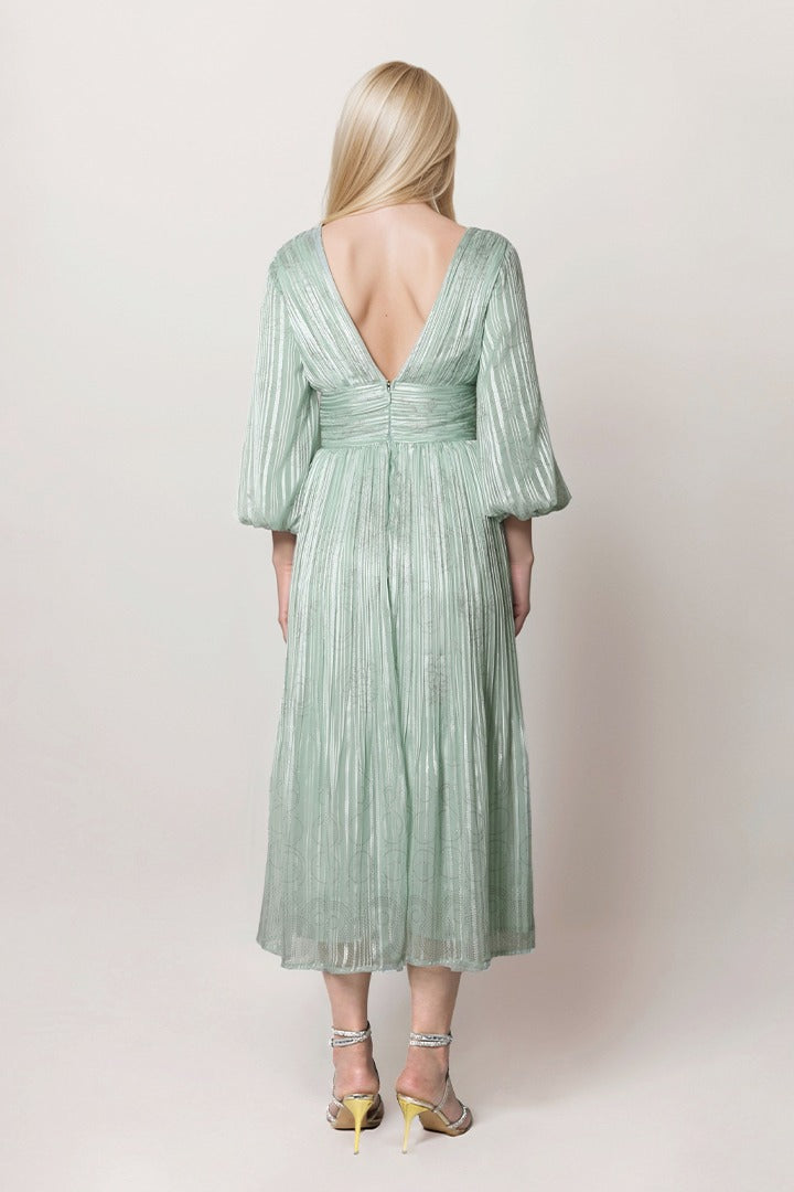 Pleated Elegance Printed Kaftan