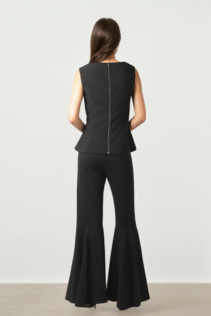 Black Top With Gold Statement Detail