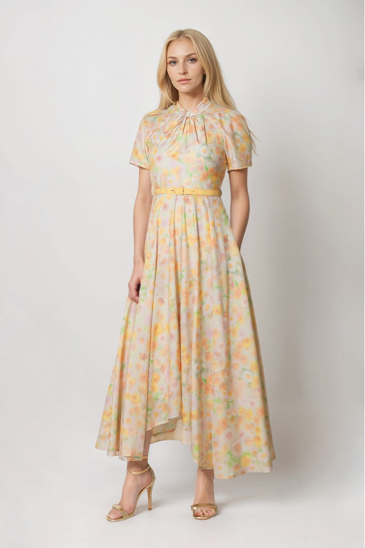 Asymmetric floral dress