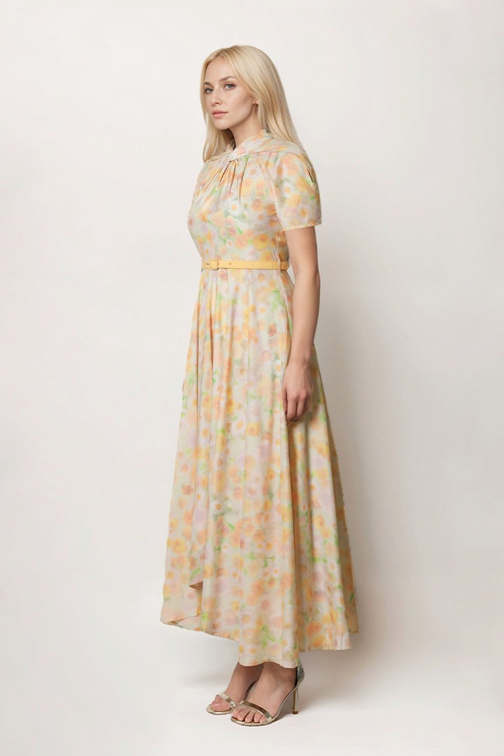 Asymmetric floral dress