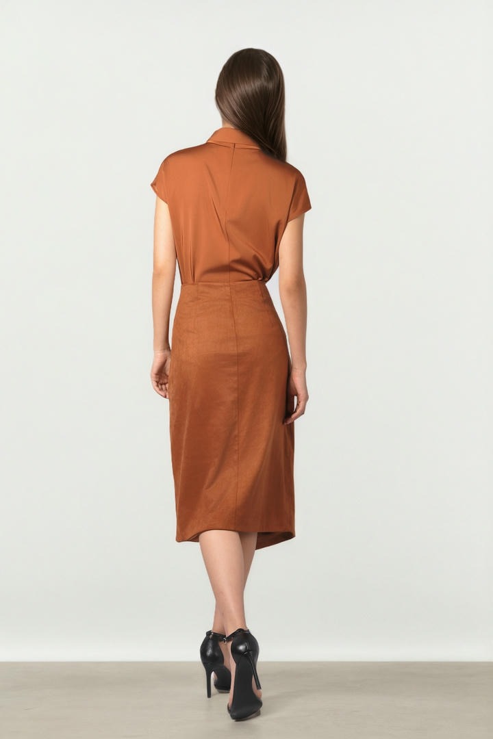 Dark Orange Suede Wrap Skirt