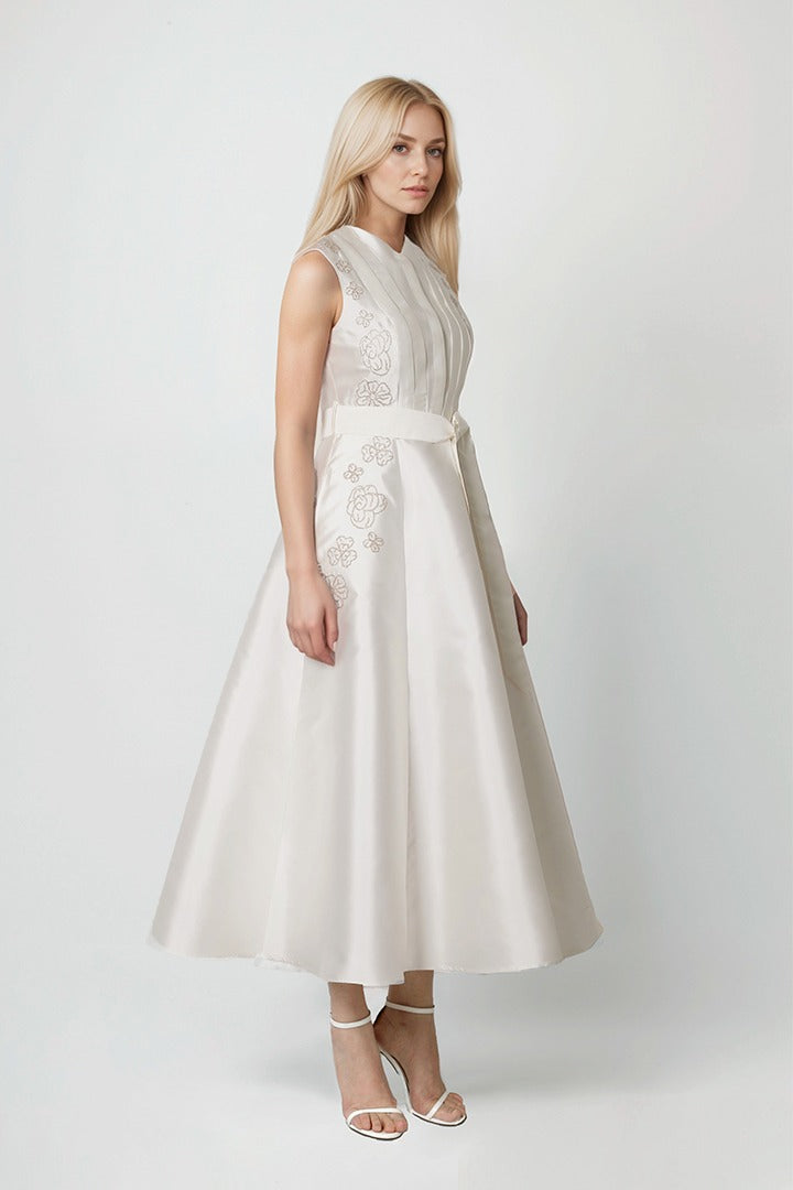 Golden Bloom Midi Dress