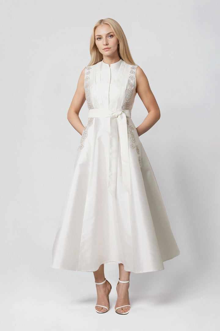 Golden Bloom Midi Dress